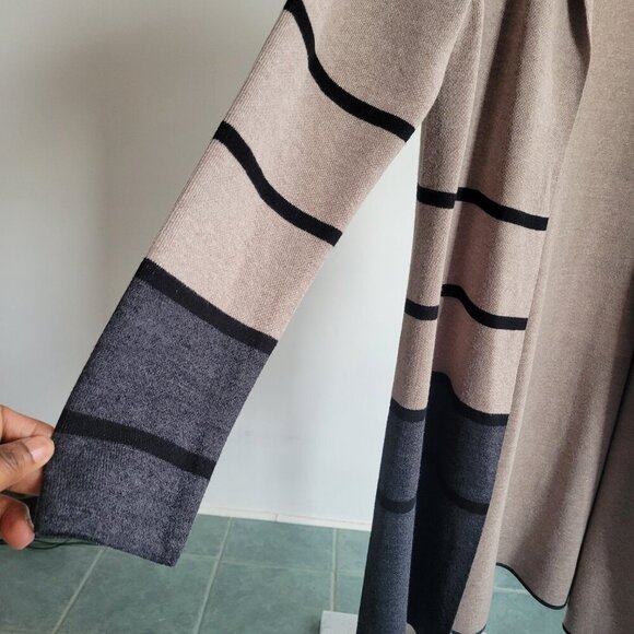 Apt. 9 Open Front Long Cardigan Sweater Women’s Large/Oatmeal & Gray Colorblock - Picture 5 of 16